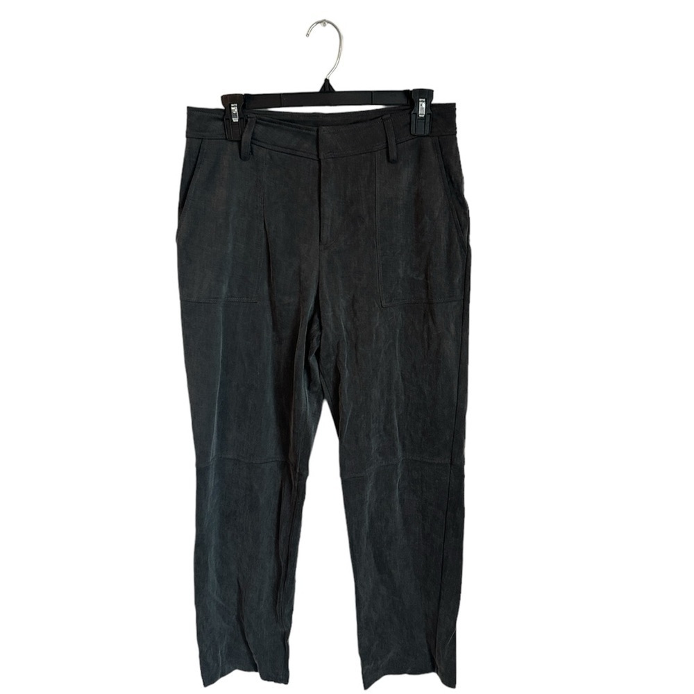 Lola & Sophie Velvet Buttery Straight Leg Dark Grey Trouser Pant Size Small
